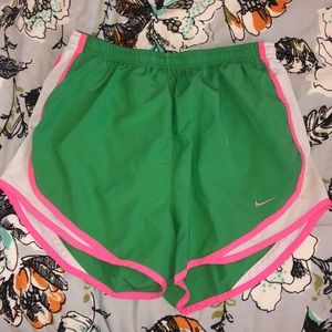 Nike green and pink dry fit shorts size S